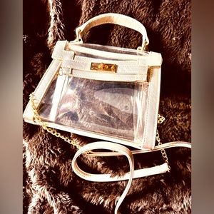 Clear / Gold crossbody bag, in great condition
